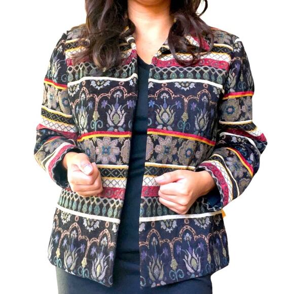 Vintage Coldwater Creek PL Tapestry Jacket Boho Southwestern Woven Coat - Picture 3 of 10